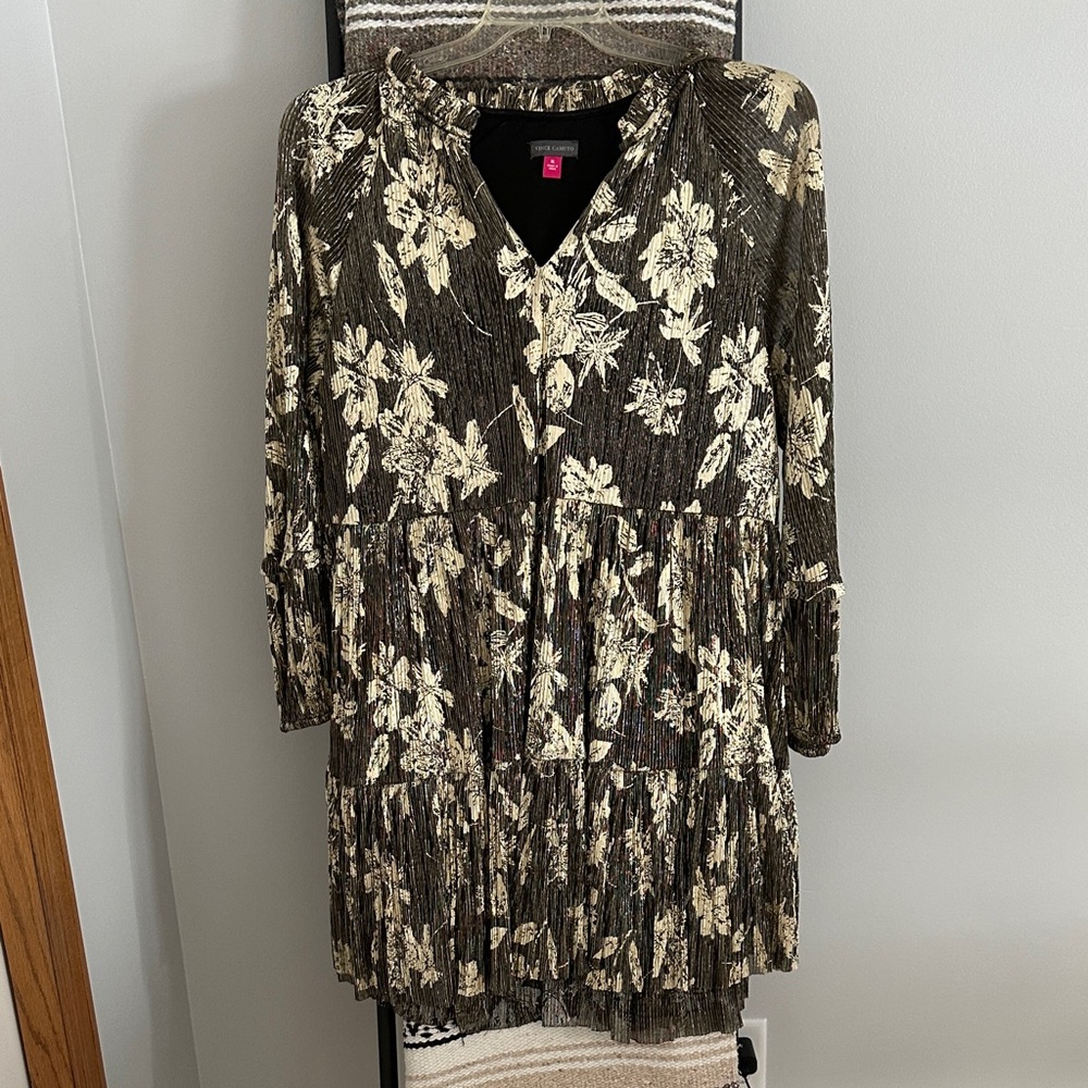 Vince Camuto Black and Cream Patterned Dress size XL